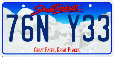 SD license plate 76NY33