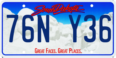 SD license plate 76NY36