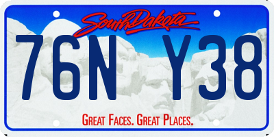 SD license plate 76NY38
