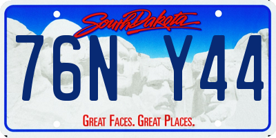 SD license plate 76NY44