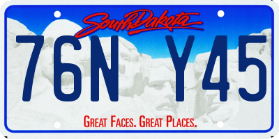 SD license plate 76NY45