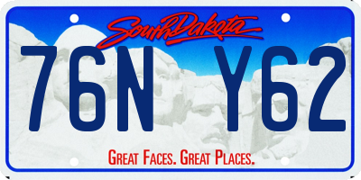 SD license plate 76NY62