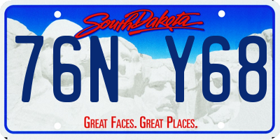 SD license plate 76NY68