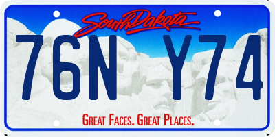 SD license plate 76NY74