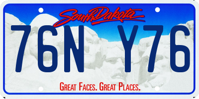 SD license plate 76NY76
