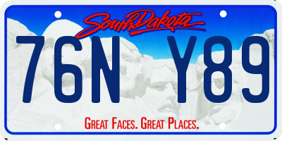 SD license plate 76NY89