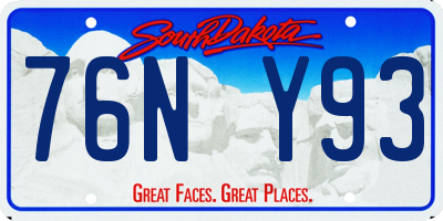 SD license plate 76NY93