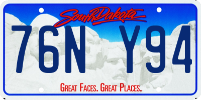 SD license plate 76NY94