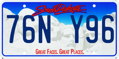 SD license plate 76NY96
