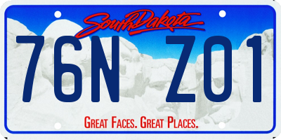 SD license plate 76NZ01