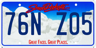 SD license plate 76NZ05