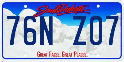 SD license plate 76NZ07