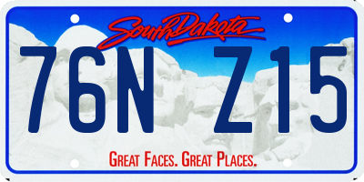 SD license plate 76NZ15