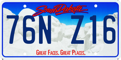 SD license plate 76NZ16