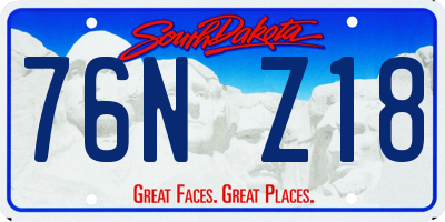 SD license plate 76NZ18
