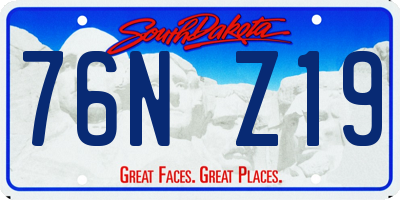 SD license plate 76NZ19