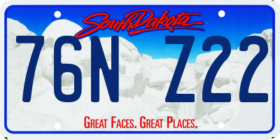 SD license plate 76NZ22