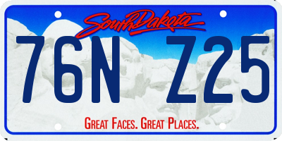 SD license plate 76NZ25