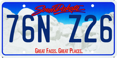 SD license plate 76NZ26