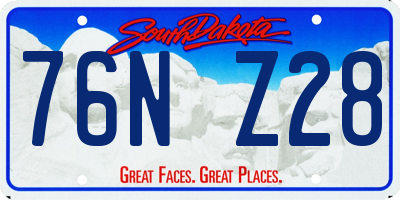 SD license plate 76NZ28