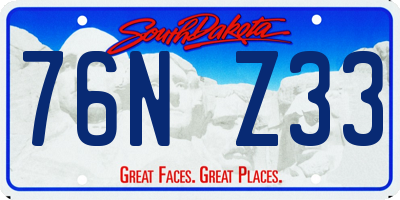 SD license plate 76NZ33
