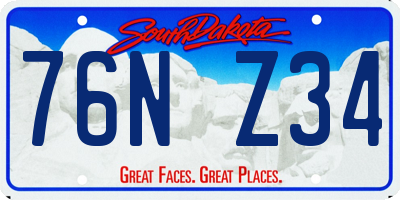 SD license plate 76NZ34
