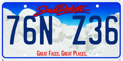 SD license plate 76NZ36