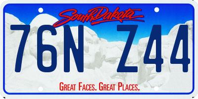 SD license plate 76NZ44