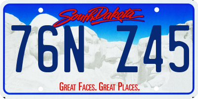 SD license plate 76NZ45