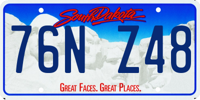 SD license plate 76NZ48