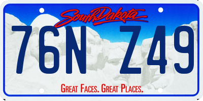 SD license plate 76NZ49