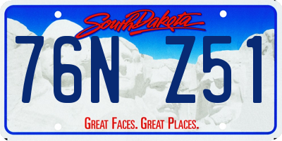 SD license plate 76NZ51