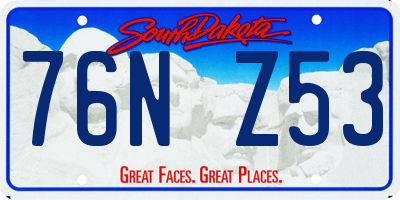 SD license plate 76NZ53