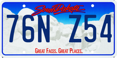SD license plate 76NZ54