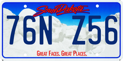SD license plate 76NZ56