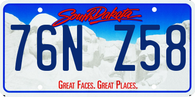 SD license plate 76NZ58