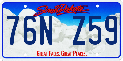 SD license plate 76NZ59