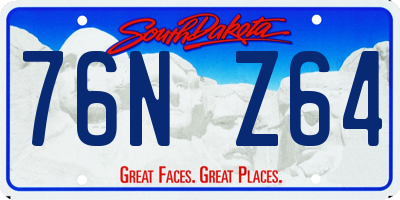 SD license plate 76NZ64