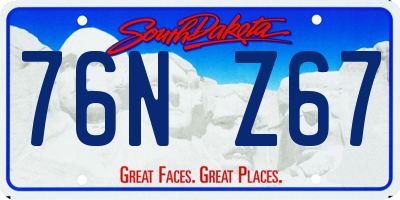 SD license plate 76NZ67