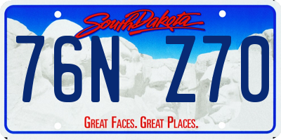 SD license plate 76NZ70