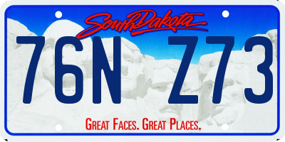 SD license plate 76NZ73