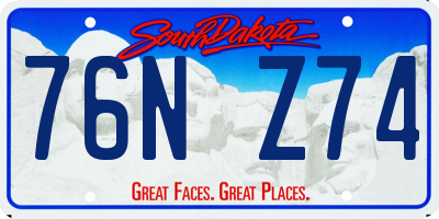 SD license plate 76NZ74