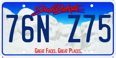 SD license plate 76NZ75