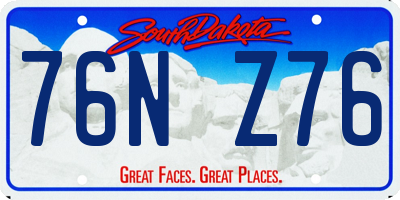 SD license plate 76NZ76