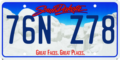 SD license plate 76NZ78