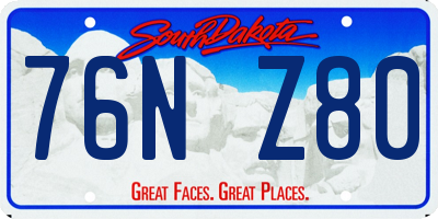 SD license plate 76NZ80
