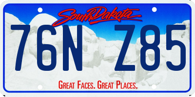 SD license plate 76NZ85