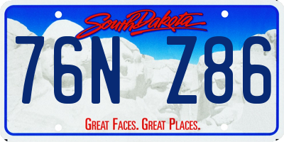 SD license plate 76NZ86