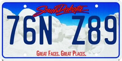 SD license plate 76NZ89