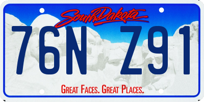SD license plate 76NZ91